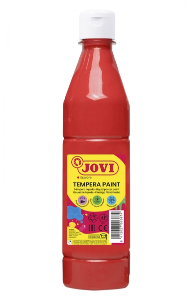 Jovi Tempera Paint Tempera Liquida - Base Agua - Lista Para Usar - Alto Poder Cubriente - Secado Rapido - Excelente Fluidez - Adherencia En Multiples Superficies - Color Rojo