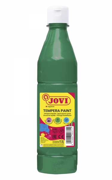 Jovi Tempera Paint Tempera Liquida - Base Agua - Lista Para Usar - Alto Poder Cubriente - Secado Rapido - Excelente Rendimiento - Facil Aplicación - Color Verde Oscuro