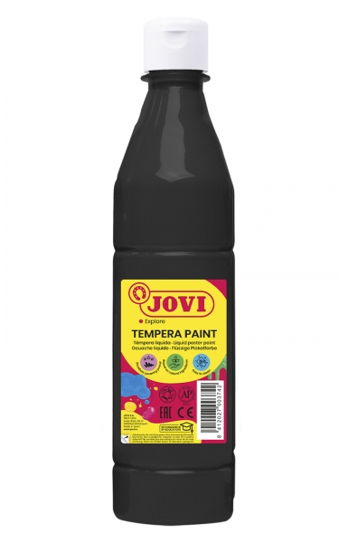 Jovi Tempera Paint Tempera Liquida - Base Agua - Lista Para Usar - Alto Poder Cubriente - Secado Rapido - Excelente Fluidez - Adherencia En Multiples Superficies - Color Negro