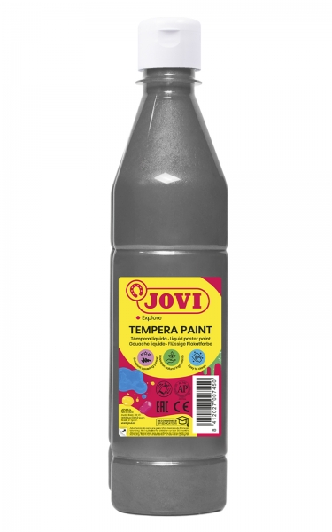 Jovi Tempera Paint Tempera Liquida - Base Agua - Lista Para Usar - Alto Poder Cubriente - Secado Rapido - Excelente Fluidez - Adherencia En Multiples Superficies - Color Gris