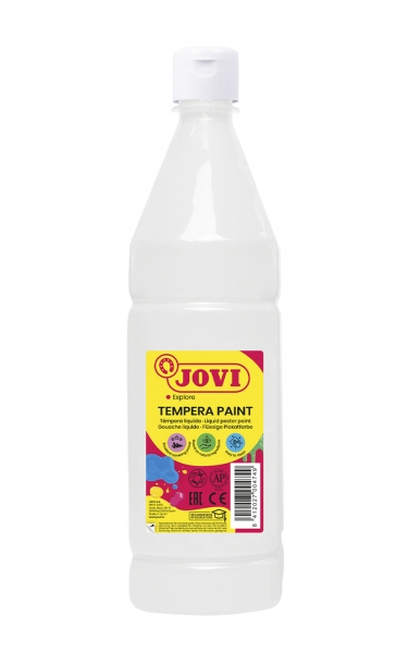 Jovi Tempera Paint Tempera Liquida 500Ml - Base Agua - Lista Para Usar - Alto Poder Cubriente - Secado Rapido - Excelente Fluidez - Adherencia En Multiples Superficies - Color Blanco