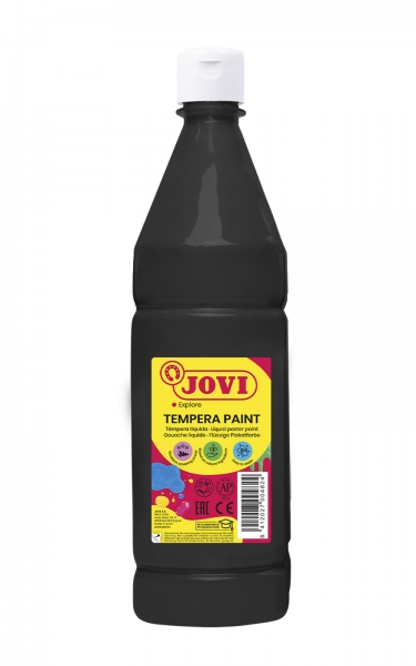 Jovi Tempera Paint Tempera Liquida - Base Agua - Lista Para Usar - Alto Poder Cubriente - Secado Rapido - Excelente Rendimiento - Facil Aplicación - Color Negro