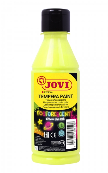 Jovi Tempera Paint Tempera Liquida Fosforescente - Brilla En La Oscuridad - Secado Rapido - Excelente Adherencia - Lista Para Usar - Color Verde