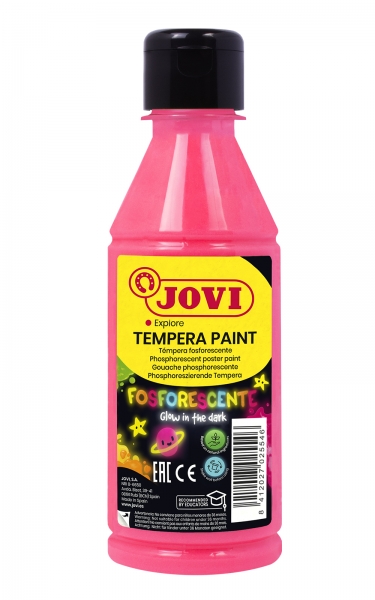 Jovi Tempera Paint Tempera Liquida Fosforescente - Brilla En La Oscuridad - Secado Rapido - Excelente Rendimiento - Facil Aplicacion - Buena Adherencia - Color Rosa