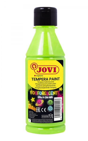 Jovi Tempera Paint Tempera Liquida Fosforescente - Brilla En La Oscuridad - Secado Rapido - Excelente Adherencia - Lista Para Usar - Color Verde