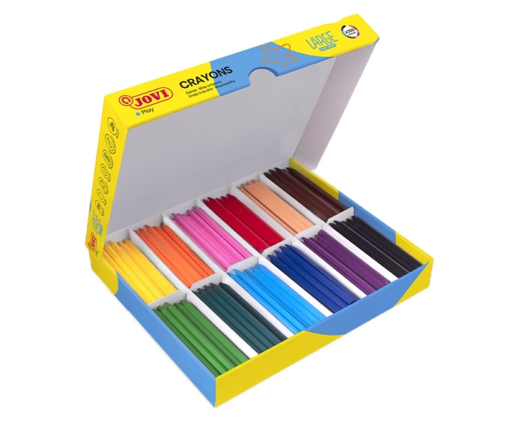 Jovi Large Easy Grip Caja De 300 Ceras Plasticas Hexagonales - Uso En Papel Y Cartulina - No Manchan - No Ruedan - Ideal Para Escuelas Infantiles - Colores Surtidos
