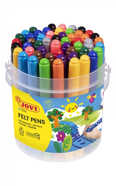 Jovi Felt Pens Bote D E48 Rotuladores Jumbo - Tinta De Gran Fijacion - Punta De 3Mm - Capuchon De Seguridad Ventilado - Grip Triangular Ergonomico - Trazo Homogeneo E Intenso - Color Surtido