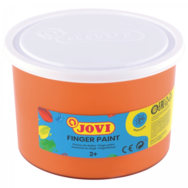 Jovi Finger Paint Bote De 500Ml Pintura De Dedos - Ingredientes Naturales - Colores Mezclables - Textura Gelatinosa - Lavable - Sin Gluten - No Toxico - Color Naranja