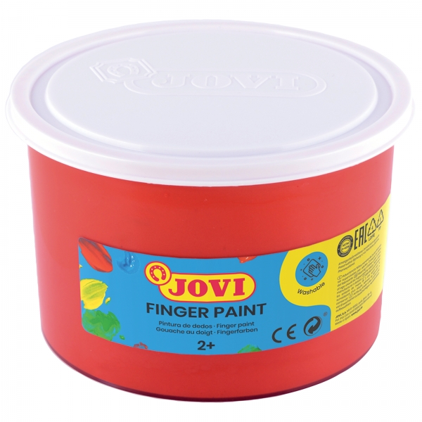 Jovi Finger Paint Bote De 500Ml Pintura De Dedos - Ingredientes Naturales - Colores Mezclables - Textura Gelatinosa - Lavable - Color Rojo