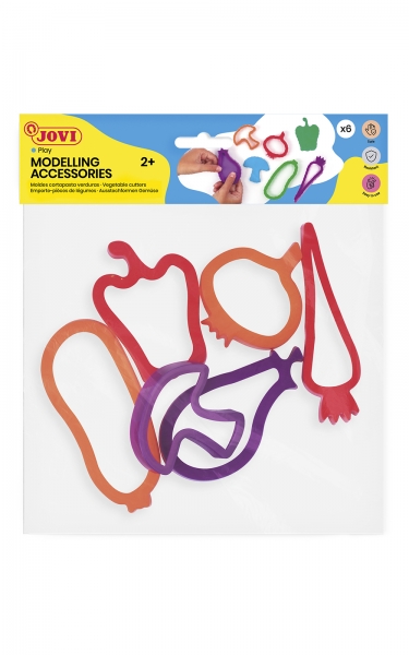 Jovi Modelling Accessories Bolsa Colgable Con 6 Moldes De Corte Vegetales - Moldes De Plastico Para Plastilina - Formas De Verduras - Color Surtido