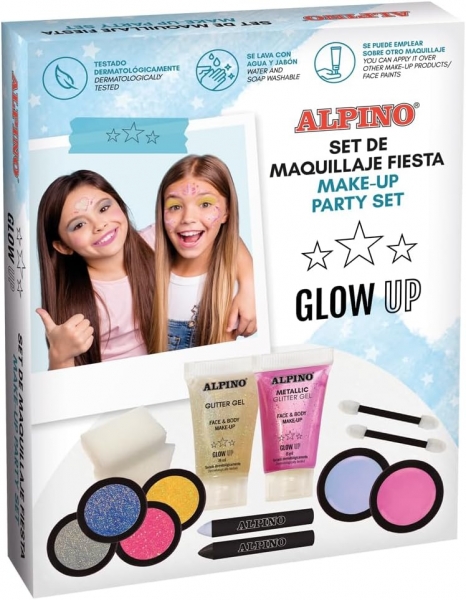 Alpino Set De Maquillaje Fiesta Glow Up - Se Lava Con Agua Y Jabon - Testado Dermatologicamente - Colores Surtidos