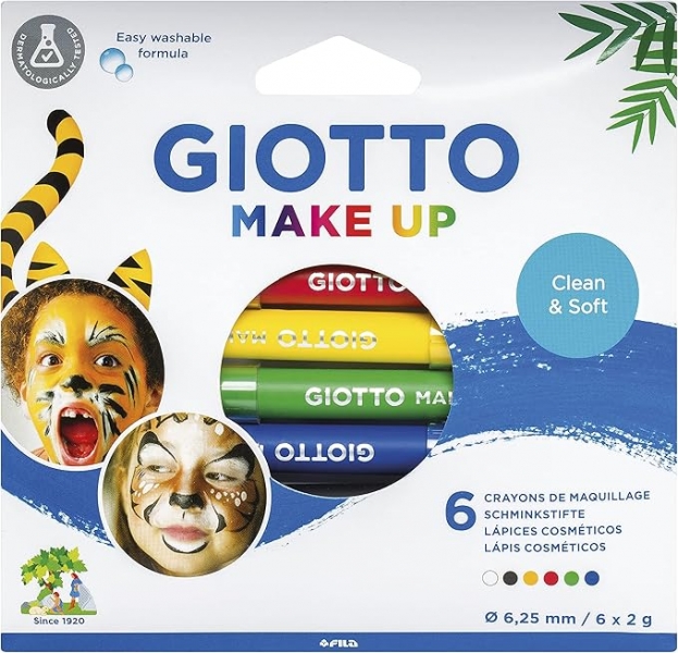 Giotto Make Up Classic Pack Con 6 Lapices Cosmeticos - Se Lava Con Agua - Dermatologicamente Testado - Colores Clasicos Surtidos