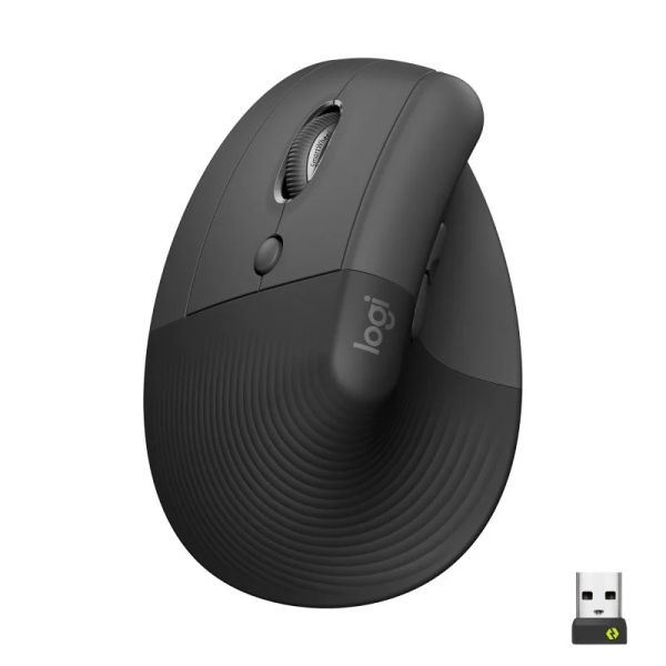 Logitech Lift Raton Vertical Bluetooth E Inalambrico Usb 4000Dpi - 5 Botones - Para Zurdos - Color Negro/Gris