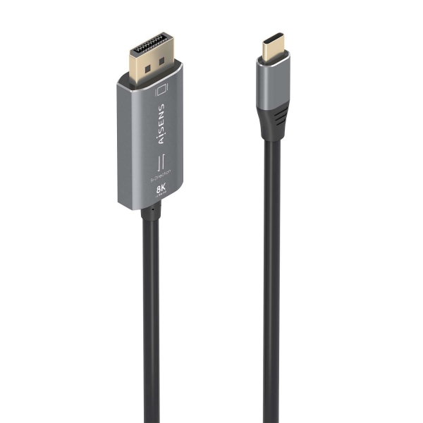 Aisens Cable Conversor Aluminio Bidireccional Usb-C A Displayport 8K@60Hz - Usb-C/M-Dp/M - 1.8M - Color Gris