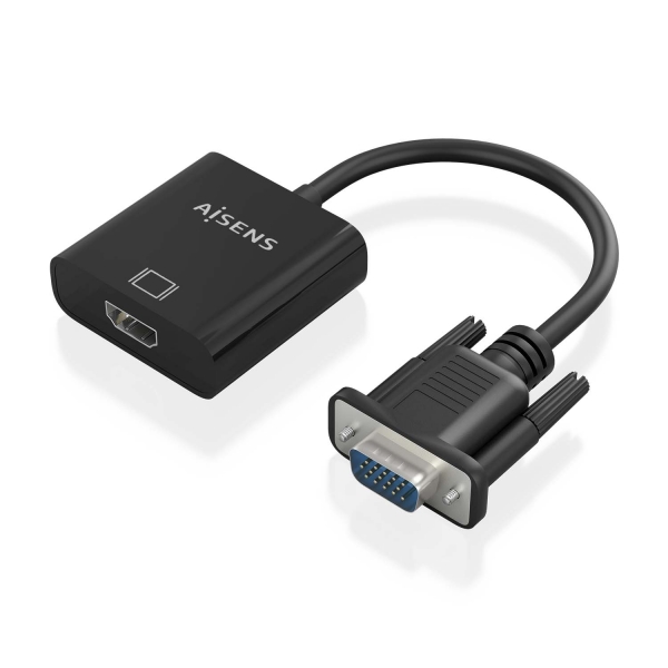 Aisens Cable Conversor Svga+Audio A Hdmi - Svga/M+Jack 3.5/H+Usb Microb/H-Hdmi A/H - 20Cm - Color Negro