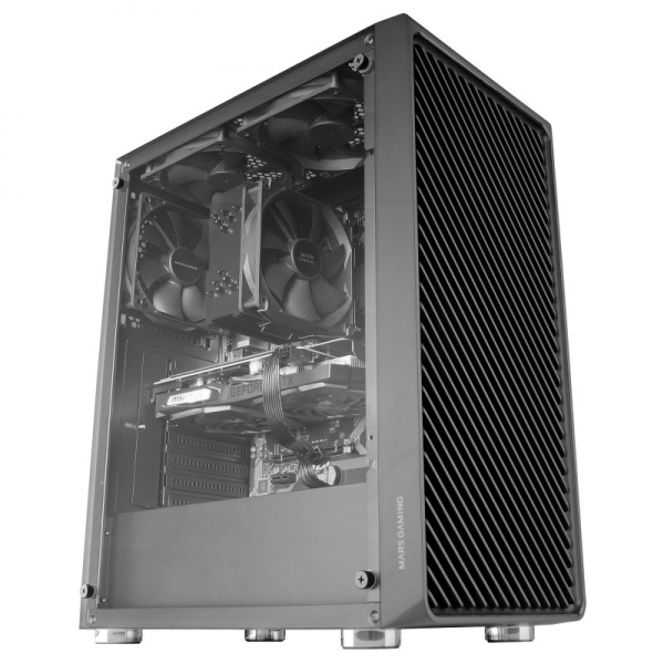 Mars Gaming Mc-3000 Caja Aerodinamica - 4 Ventiladores Fdb Silenciosos - Soporte Para 6 Ventiladores - Amplio Espacio Interno - Gestion De Cableado Eficiente - Color Negro