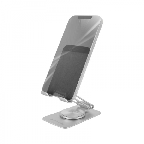 Mars Gaming Ma-Rss Soporte Para Smartphone - Aluminio Ligero - Rotacion 360º - Ajuste Altura 180º - Base Antideslizante - Color Plata