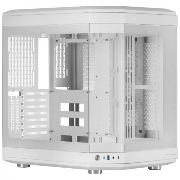 Mars Gaming Mc-3T Caja Gaming Premium - Tres Paneles De Cristal Templado - Montaje Vertical De Gpu - Hasta 10 Ventiladores - Usb-C Y Usb 3.0 - Color Blanco