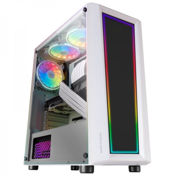 Mars Gaming Mc-Art Caja Personalizable - Paneles Dibujables - Iluminacion Argb 12 Modos - Refrigeracion Avanzada - Compatible Con Placas Atx/Microatx/Mini-Itx - Color Blanco