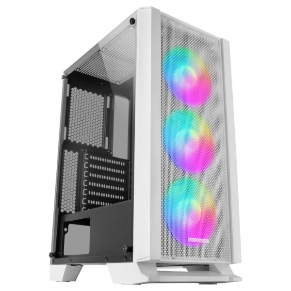 Mars Gaming Mc-C Semitorre Gaming - Iluminacion Frgb - Ventana Cristal Templado - Soporte Refrigeracion Liquida - Compatible Atx/Matx/Mini-Itx - Color Blanco