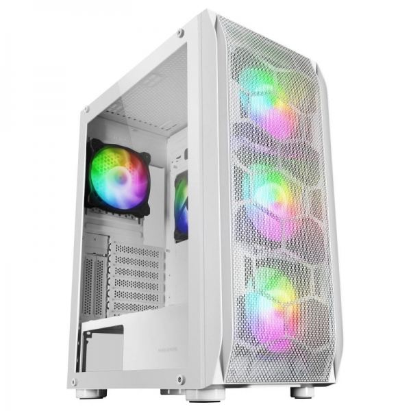 Mars Gaming Mc-Kx Caja Pc - Maxima Refrigeracion - 5 Ventiladores - Sistema Cpu Freezer - Compatible Con Refrigeracion Liquida - Argb Con Mando Rf - Color Blanco