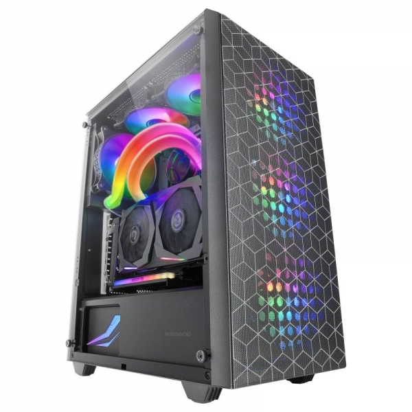 Mars Gaming Mc-Mag Caja Gaming - Doble Rejilla Magnetica - Cristal Templado - 3 Ventiladores Rgb - Soporte Refrigeracion Liquida 360Mm - Usb 3.0 - Color Negro