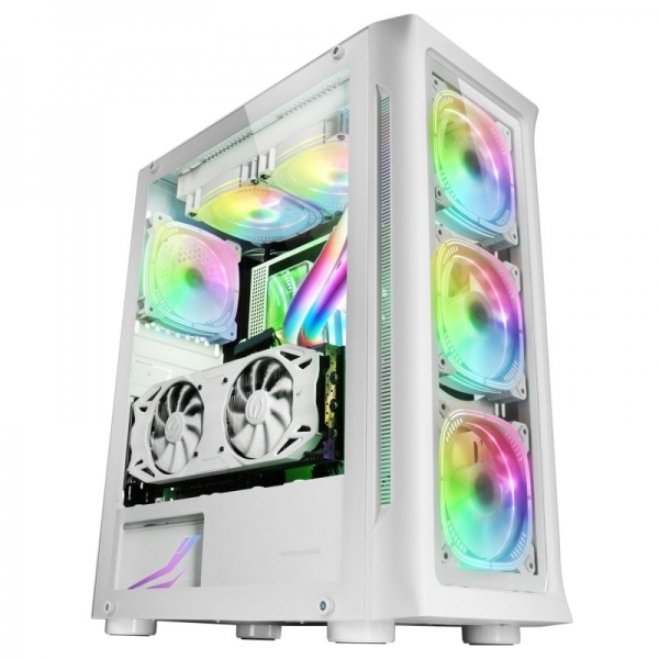 Mars Gaming Mc-Neo Torre Gaming Premium - Cpu Freezer - 4 Ventiladores Argb - Cristal Templado - Soporte E-Atx - Refrigeracion Liquida 360 Mm - Color Blanco