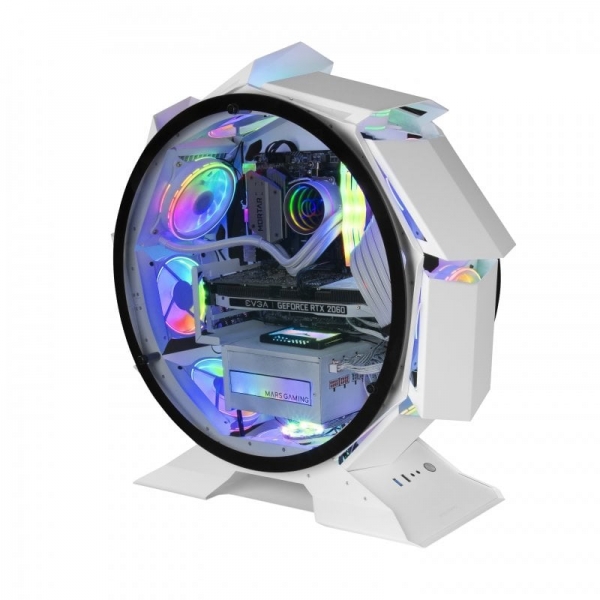 Mars Gaming Mcorb Caja Pc - Refrigeracion Extrema - Doble Ventana Cristal Templado - Interior Xl - Compatible Con Cpu Coolers Grandes Y Liquida 120 Mm - Color Blanco