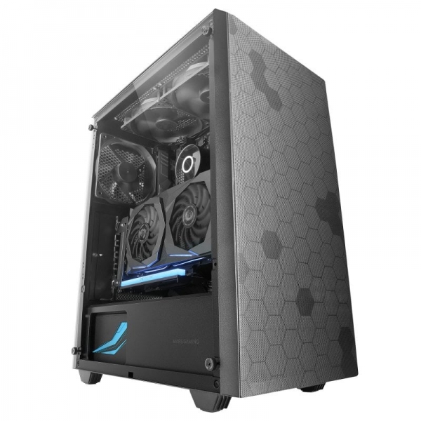 Mars Gaming Mc-Q3 Semitorre Profesional - Cristal Templado - Doble Rejilla Magnetica - Ventilador Fdb 120Mm - Soporte Refrigeracion Liquida 360Mm - Usb 3.0 - Color Negro