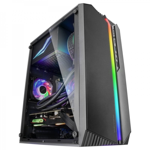 Mars Gaming Mc-S1 Caja Compacta Gaming - Iluminacion Argb 12 Modos - Ventana Lateral Completa - Refrigeracion Avanzada - Compatible Micro-Atx/Mini-Itx - Color Negro