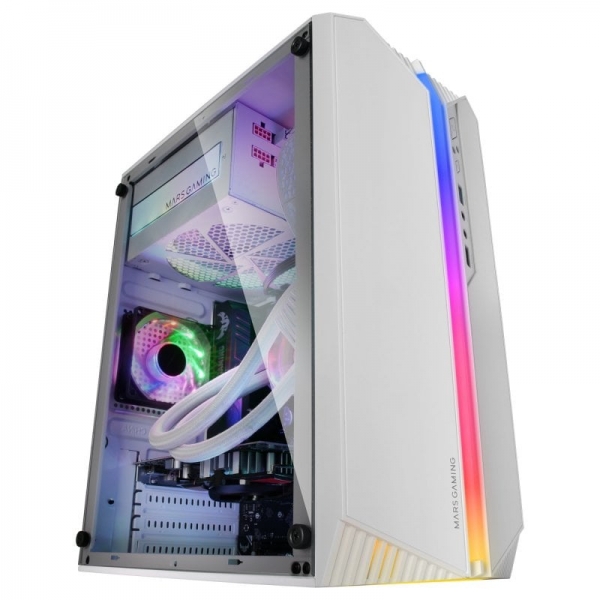 Mars Gaming Mc-S1 Caja Compacta Gaming - Iluminacion Argb 12 Modos - Ventilador Frgb Incluido - Ventana Lateral Completa - Compatible Micro-Atx/Mini-Itx - Color Blanco