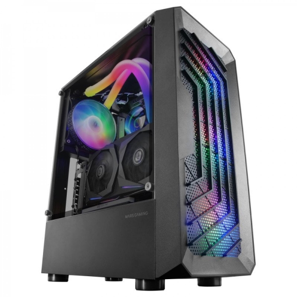 Mars Gaming Mc-Tor Torre Gaming - Frontal Mesh - Ventilacion Frgb - Soporte Placas Atx/Microatx/Mini-Itx - Usb 3.0 - Almacenamiento Ssd/Hdd - Color Negro