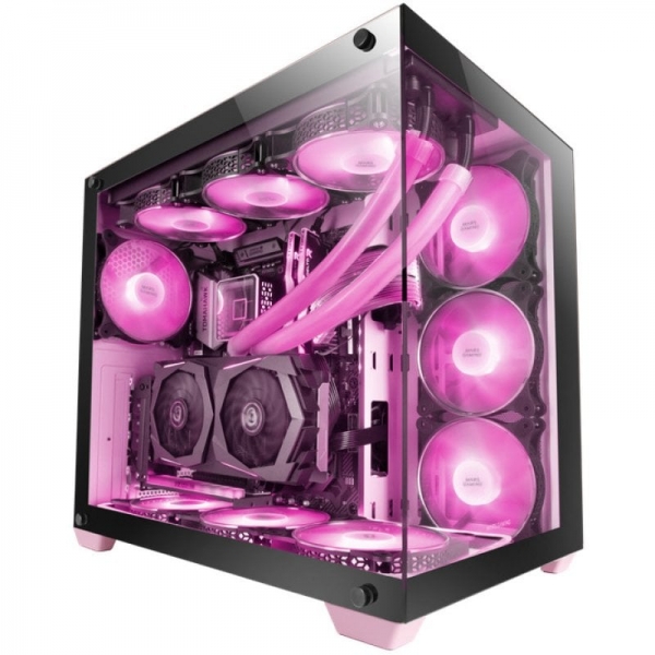 Mars Gaming Mcv4 Torre Gaming Custom Premium - Cristal Templado Sin Marco - Estructura Modular Doble Camara - Soporte E-Atx - Personalizacion Total - Color Negro