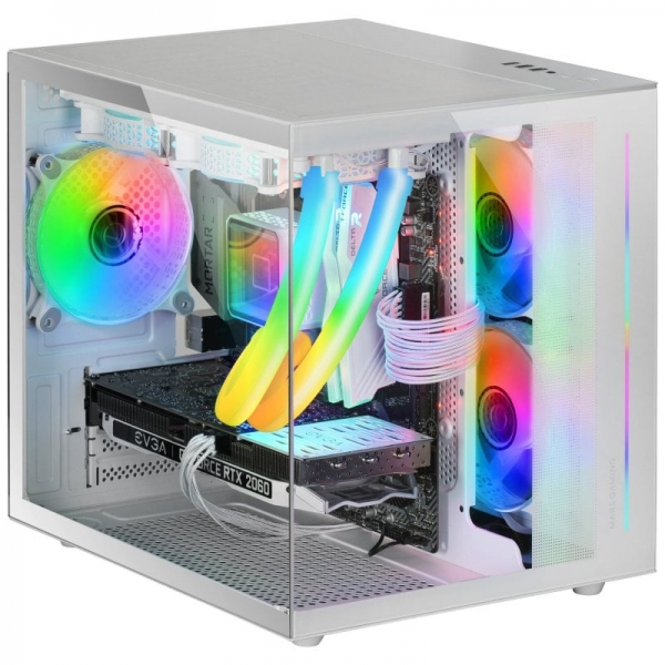 Mars Gaming Mc-View Minitorre Gaming Custom Premium - Cristal Templado - Estructura Modular - Soporte Refrigeracion Liquida - Alta Personalizacion - Color Blanco