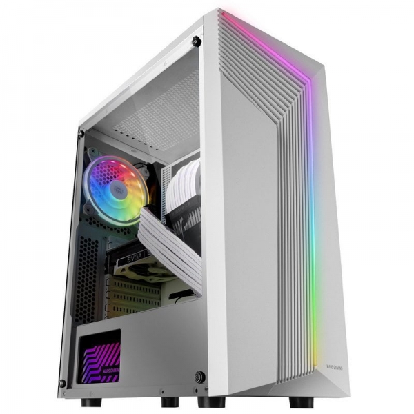 Mars Gaming Mc-X7 Semitorre Gaming - Iluminacion Argb 12 Modos - Soporte Refrigeracion Liquida 240Mm - Ventana Lateral Completa - Gran Capacidad Interna - Color Blanco