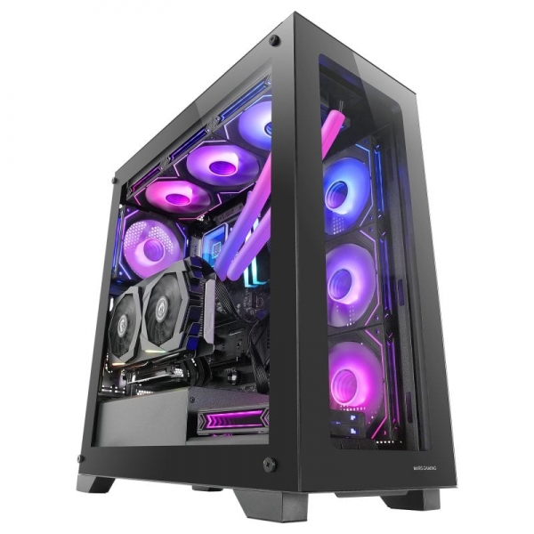 Mars Gaming Mc-Xp Torre Gaming - Doble Cristal Templado - Refrigeracion Avanzada 10 Ventiladores - Compatible E-Atx - Instalacion Versatil Tarjetas Graficas - Color Negro