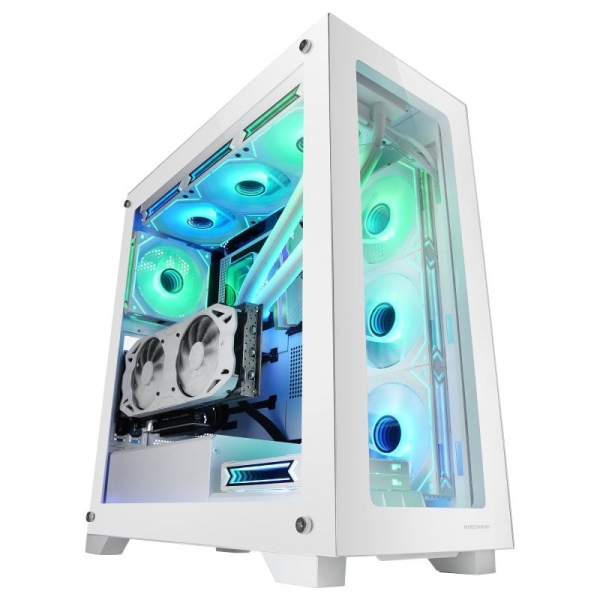 Mars Gaming Mc-Xp Torre Gaming - Doble Cristal Templado - Capacidad Xxl E-Atx - Refrigeracion Avanzada 10 Ventiladores - Instalacion Versatil Gpu - Color Blanco