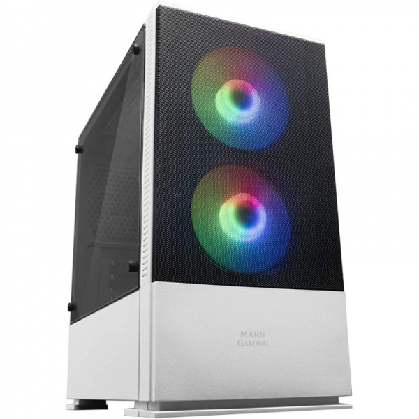 Mars Gaming Mcz Torre Gaming - Ventilacion Avanzada - Iluminacion Rgb - Soporte Refrigeracion Liquida - Gestion De Cables Eficiente - Compatible Microatx/Mini-Itx - Color Blanco