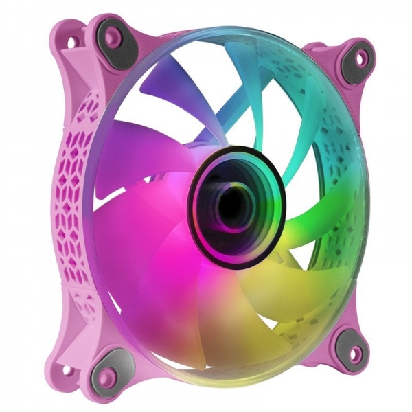 Mars Gaming Mf-3D Ventilador Argb - Efecto Espejo Infinito 3D - Iluminacion 360° - Compatible Con Asus Aura Sync Y Mas - Color Rosa