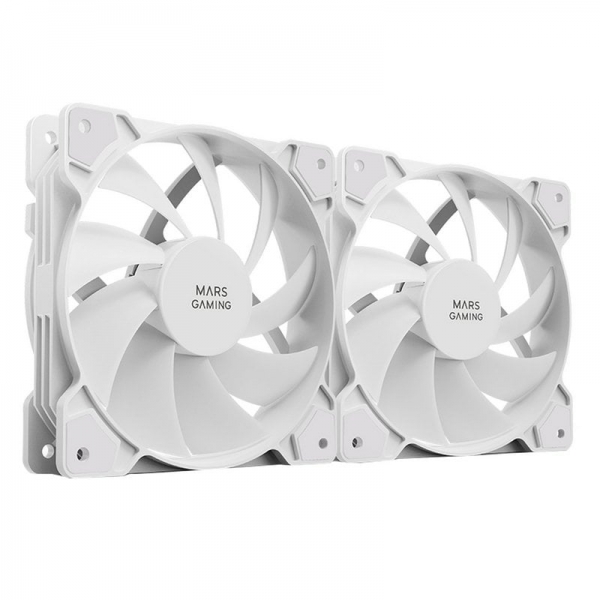 Mars Gaming Mfprox2W Set De Ventiladores - Ultra Silencioso - Rodamientos Fdb - Conectividad 3Pin+4Pin - Color Blanco