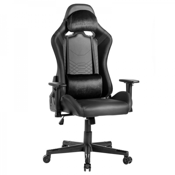 Mars Gaming Mgc-Pro Silla Gaming - Cuero Pu - Cojines Soft-Touch - Reposabrazos 2D - Respaldo Reclinable 135º - Soporta 150 Kg - Base De Acero - Color Negro