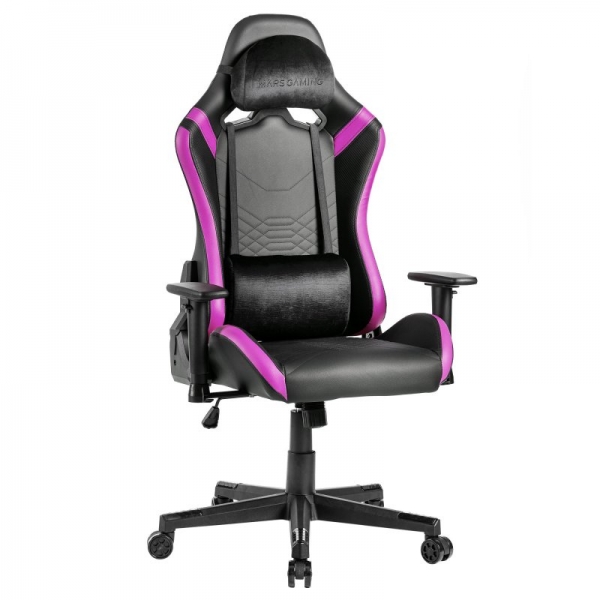 Mars Gaming Mgc-Pro Silla Gaming - Cuero Pu - Cojines Soft-Touch - Reposabrazos 2D - Respaldo Reclinable 135º - Soporta 150 Kg - Base De Acero - Ruedas Xl - Color Negro