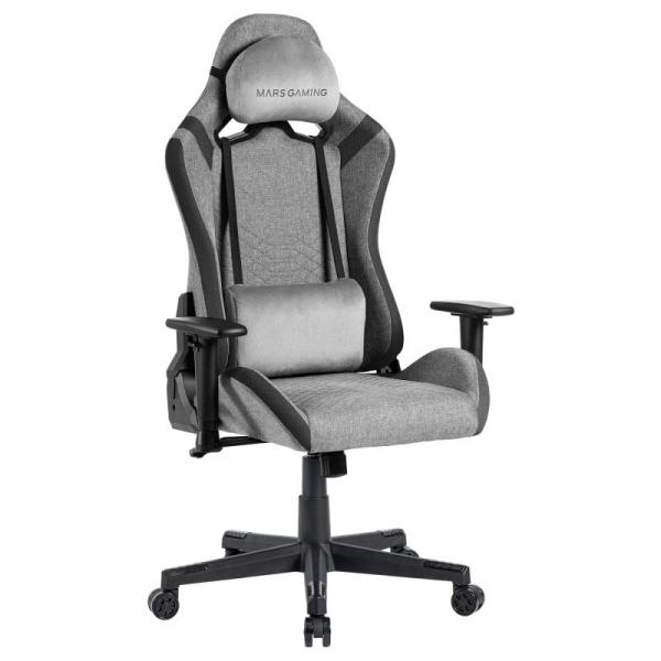 Mars Gaming Mgc-Pro Silla Gaming - Fabric Transpirable - Cojines Soft-Touch - Reposabrazos 2D - Respaldo Reclinable - Base De Acero - 13 Colores - Color Gris