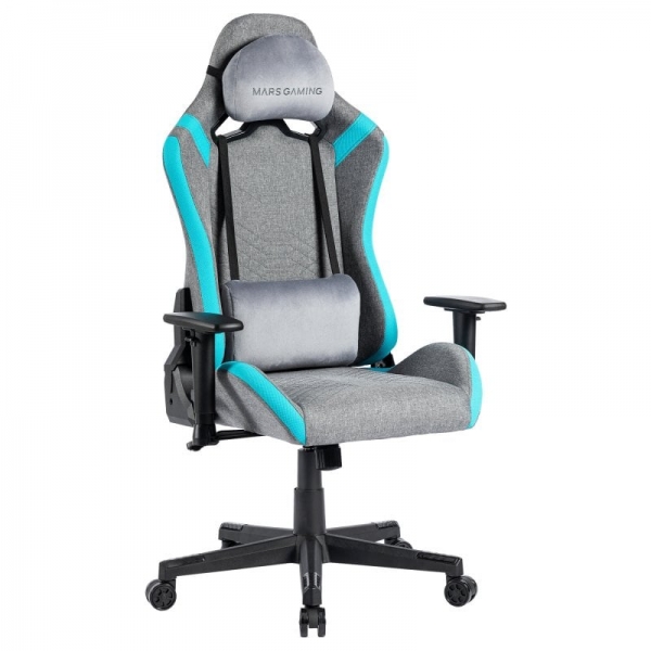 Mars Gaming Mgc-Pro Silla Gaming - Fabric Transpirable - Cojines Soft-Touch - Reposabrazos 2D - Respaldo Reclinable - Soporta 150 Kg - Base De Acero - Color Gris