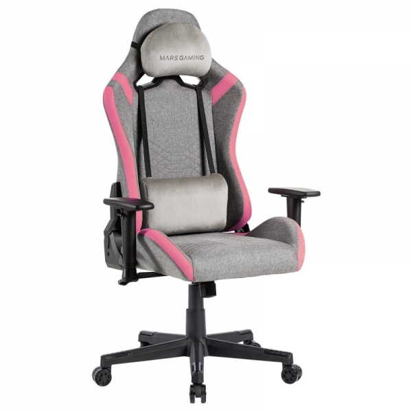 Mars Gaming Mgc-Pro Silla Gaming - Fabric Transpirable - Cojines Soft-Touch - Reposabrazos 2D - Respaldo Reclinable - Base De Acero - 13 Colores - Color Gris