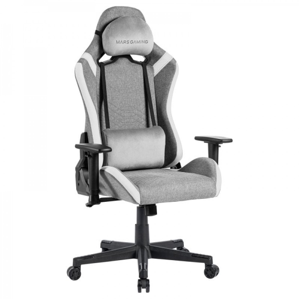 Mars Gaming Mgc-Pro Silla Gaming - Fabric Transpirable - Cojines Soft-Touch - Reposabrazos 2D - Respaldo Reclinable - Estructura Resistente - Color Gris