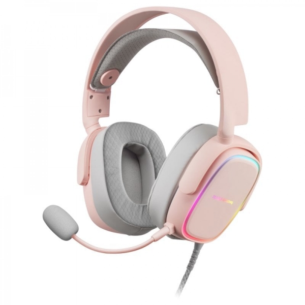 Mars Gaming Mhax Auriculares Gaming - Iluminacion Rgb Flow - Drivers Hi-Fi 53Mm - Microfono Extraible - Almohadillas Air - Compatibles Multiplataforma - Color Rosa