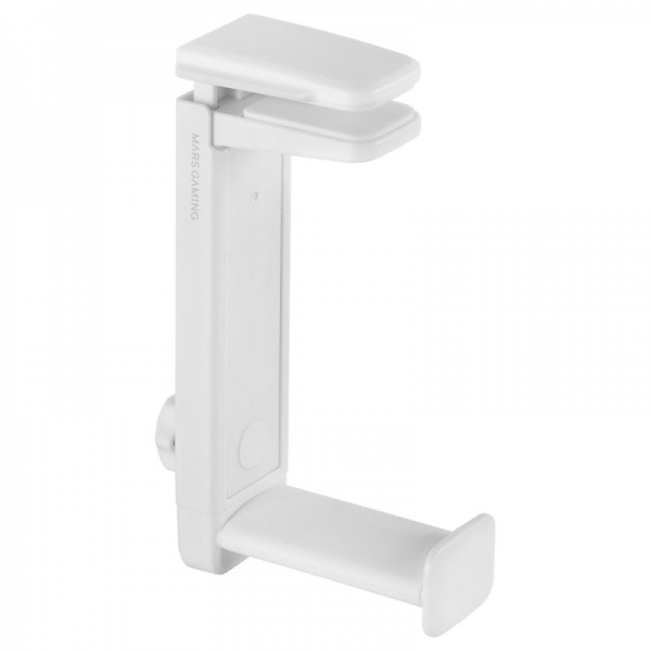 Mars Gaming Mhh2 Soporte De Cascos - Instalacion Dual - Rotacion 360º - Sujeta Cables - Agarre Firme - Blanco - Color Blanco
