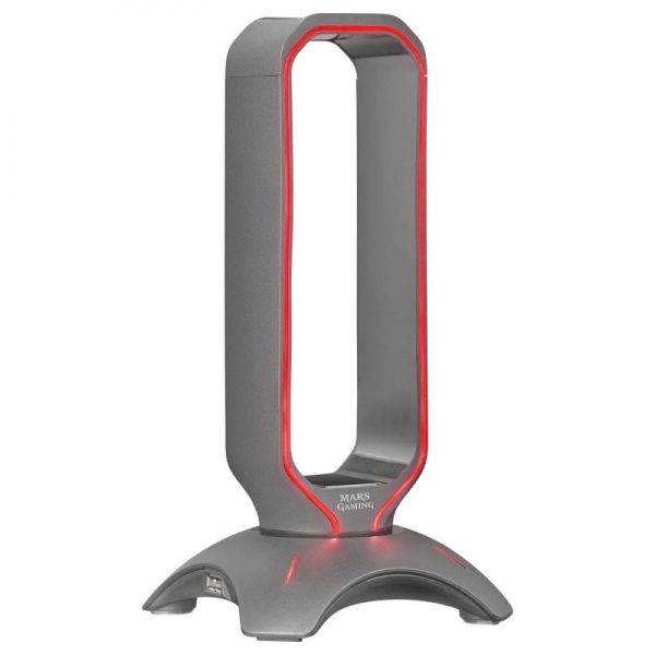 Mars Gaming Mhhx Soporte Auriculares 2 En 1 - Iluminacion Rgb Flow - 2 Puertos Usb 2.0 - Base Antideslizante - Color Negro