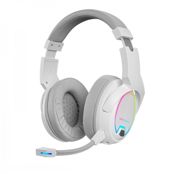 Mars Gaming Mhw-100 Auriculares Inalambricos - Sonido Envolvente - Iluminacion Argb - 40H De Bateria - Microfono Enc Extraible - Conexion 2.4Gpro Sin Latencia - Color Blanco